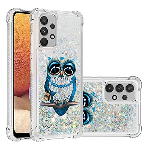 IMEIKONST Glitzer Hülle für Samsung Galaxy A32 4G, Paillette Flüssig Bewegende Transparent Treibsand Handyhülle Kompatibel mit Samsung Galaxy A32 4G. Bling Owl YB von IMEIKONST