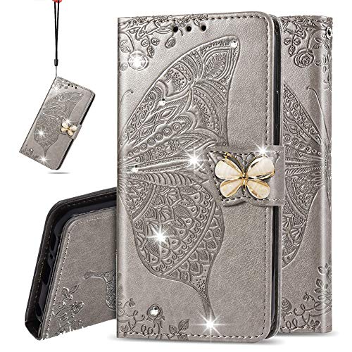 IMEIKONST Hülle für Honor 400 Lite, Diamant Ledertasche Kartenfächer Brieftasche Magnetisch Ständer Flip Schutzhülle Handyhülle für Honor 400 Lite. Kristall Schmetterling Grau SD IMEIKONST Hülle für Honor 400 Lite, Diamant Ledertasche Kartenfächer Brieftasche Magnetisch Ständer Flip Schutzhülle Handyhülle für Honor 400 Lite. Kristall Schmetterling Grau SD von IMEIKONST