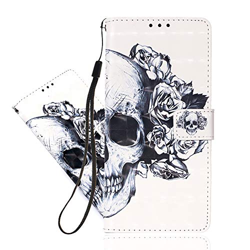 IMEIKONST Hülle für Samsung Galaxy A15 5G Klapphülle Leder 3D Muster Brieftasche Magnet Handyhülle Klappbar Flip Case Cover 360 Stoßfeste Schutzhülle für Samsung A15 5G. Skull YB von IMEIKONST