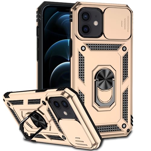 IMEIKONST Hülle für iPhone 12 Pro Cover, Armor Stoßfest Silikon TPU Hart PC Schutzhülle mit Kameraschutz 360 Grad Drehbar Ringhalter Handytasche für iPhone 12 6.1 Zoll. Golden JXT IMEIKONST Hülle für iPhone 12 Pro Cover, Armor Stoßfest Silikon TPU Hart PC Schutzhülle mit Kameraschutz 360 Grad Drehbar Ringhalter Handytasche für iPhone 12 6.1 Zoll. Golden JXT von IMEIKONST