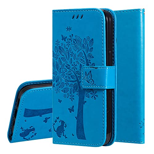 IMEIKONST Kompatibel für Samsung Galaxy S22 Plus Flip Hülle, Premium PU Leder Handyhülle Brieftasche mit Kartensteckplätze Magnet Schutzhülle Handytasche für Samsung S22 Plus. Wish Tree Blue KT1 von IMEIKONST