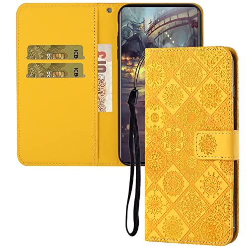 IMEIKONST Kompatibel mit Samsung Galaxy A10 Hülle, Schutz Lederhülle Ständer Magnetisch Flip Brieftasche Kartenfach stoßfest Handyhülle Handytasche für Samsung A10 / M10. Yellow XCH von IMEIKONST