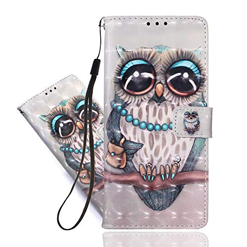 IMEIKONST Kompatibel mit Samsung Galaxy A33 5G Hülle Premium Leder 3D Muster Brieftasche Magnet Handyhülle Klappbar Flip Case Cover Stoßfeste Schutzhülle für Samsung A33 5G. Big Eyed Owl YB von IMEIKONST