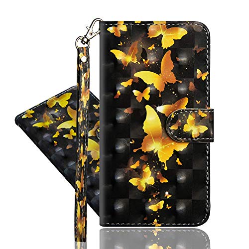 IMEIKONST Kompatibel mit Sony Xperia 5 III Hülle, 3D Muster Leder mit Kartenhalter Faltbare Tasche Handyhülle mit Standfunktion Brieftasche Schutzhülle für Sony Xperia 5 III. Golden Butterfly YX von IMEIKONST