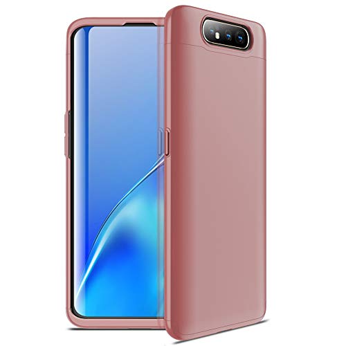 IMEIKONST Samsung A80 Hülle 3 in 1 Design Hart PC Bumper Case 360 Full Body Schutz Schutzhülle Stoßfest Ultra Dünn Handyhülle Kompatibel mit Samsung Galaxy A80.3 in 1- Rose Gold AR von IMEIKONST