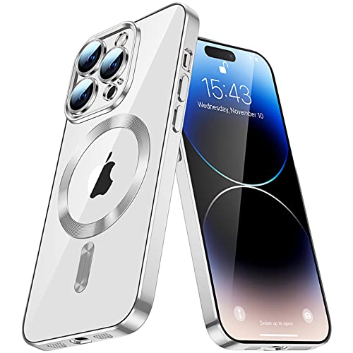 IMEIKONST Samsung Galaxy S21 FE Transparente Magnetische Hülle Kompatibel mit MagSafe, Kabellosem Laden Stoßfest Handyhülle Schutzhülle Kratzfeste Rückseite für Samsung S21 FE. Silber YIX von IMEIKONST