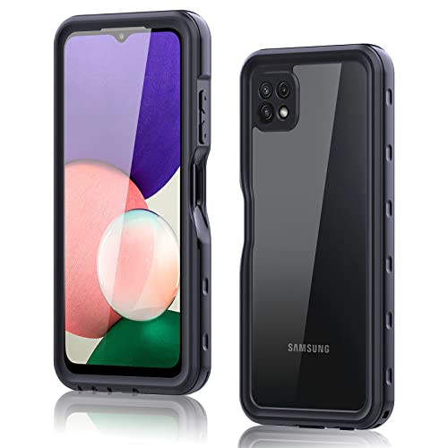 IMEIKONST für Samsung Galaxy A22 5G Wasserdicht Hülle, IP68 360 Grad Schutzhülle Stoßfest Staubdicht Sturzfest Wasserfest Panzerhülle Displayschutz Outdoor Handyhülle für Samsung A22 5G. Schwarz FS von IMEIKONST