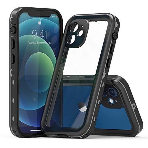 IMEIKONST für iPhone 12 Mini 5.4" Wasserdicht Hülle, IP68 360 Grad Schutzhülle Stoßfest Staubdicht Sturzfest Wasserfest Panzerhülle Displayschutz Outdoor Handyhülle für iPhone 12 Mini. Schwarz FS von IMEIKONST