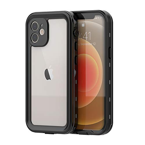 IMEIKONST für iPhone 12 Wasserdicht Hülle, IP68 360 Grad Schutzhülle Stoßfest Staubdicht Sturzfest Wasserfest Panzerhülle Displayschutz Outdoor Handyhülle für iPhone 12. Schwarz FS von IMEIKONST