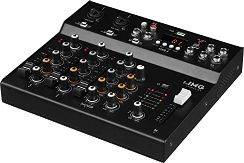 IMG 200250 STAGELINE MXR-4, 4-Kanal Audio-Mischpult mit integriertem MP3-Player, Bluetooth-Empfänger und DSP-Effekteinheit, Audio-Console mit 2 Mono-Eingangskanälen mit Gainregler, Mix-Pult in Schwarz von IMG