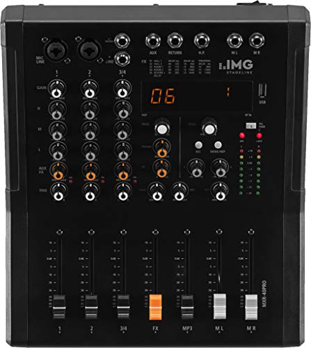 IMG STAGELINE MXR-40PRO, 4-Kanal Audio-Mischpult mit integriertem MP3-Player, Bluetooth-Empfänger und DSP-Effekteinheit, Audio-Console mit 2 Mono-Eingangskanälen mit Gainregler, Mix-Pult in Schwarz IMG STAGELINE MXR-40PRO, 4-Kanal Audio-Mischpult mit integriertem MP3-Player, Bluetooth-Empfänger und DSP-Effekteinheit, Audio-Console mit 2 Mono-Eingangskanälen mit Gainregler, Mix-Pult in Schwarz von IMG