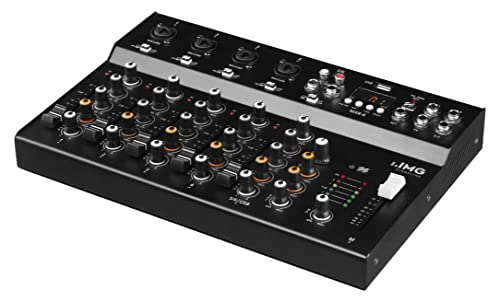 IMG STAGELINE MXR-6, 6-Kanal Audio-Mischpult mit integriertem MP3-Player, Bluetooth-Empfänger und DSP-Effekteinheit, Audio-Console mit 4 Mono-Eingangskanälen mit Gainregler, Mix-Pult in Schwarz von IMG