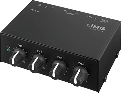 IMG STAGELINE PPA-4 Stereo-Kopfhörerverstärker, 4 separate Headphone Amplifier in einem Gehäuse mit jeweils einem Pegelregler pro Amp, in Schwarz, 24.3770 von IMG STAGELINE