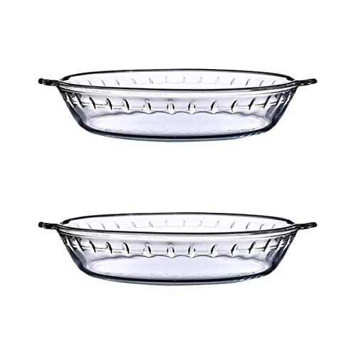 IMIKEYA 2 Stk Runde Auflaufform Aus Glas Obstkuchen Besteckschublade Lebensmittelbehälter Aus Glas Kuchenform Pfanne Obsttablett Snack-kuchen Runden Fruchtfüllung Gehärtetes Glas Weiß von IMIKEYA