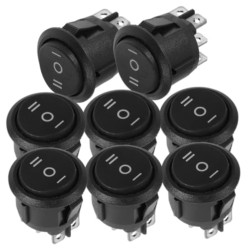 IMIKEYA 8Stücke Hochleistungs Kippschalter Positionen Round Rocker Switch für Auto und Marineanwendungen Pins Installieren und Langlebig für Vielseitige Nutzung von IMIKEYA