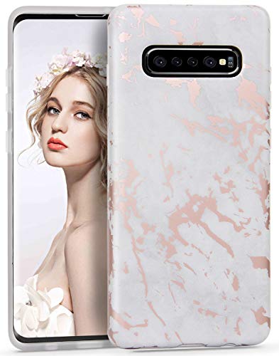 IMIKOKO Handyhülle für Samsung Galaxy S10 Plus, Grau+Rosegold TPU-Hülle mit Marmor Muster 6,4 Zoll von IMIKOKO