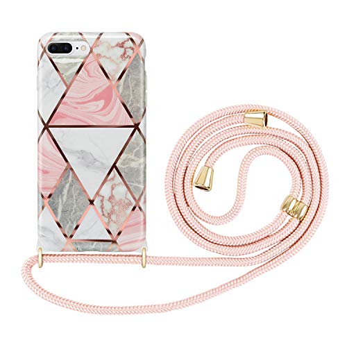 IMIKOKO Handykette Hülle für iPhone 7 Plus/8 Plus Necklace(abnehmbar) Hülle mit Kordel zum Umhängen Silikon Handy Schutzhülle mit Band - Schnur mit Case zum umhängen von IMIKOKO