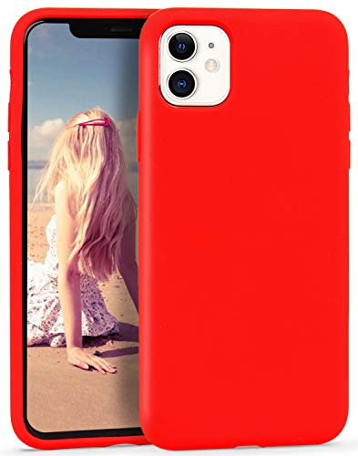 IMIKOKO Hülle Kompatibel mit iPhone 11 Rot(6,1"), Matt Flüssiges Silikon Handyhülle Weiche Cover Kratzfest, für iPhone 11 hülle von IMIKOKO