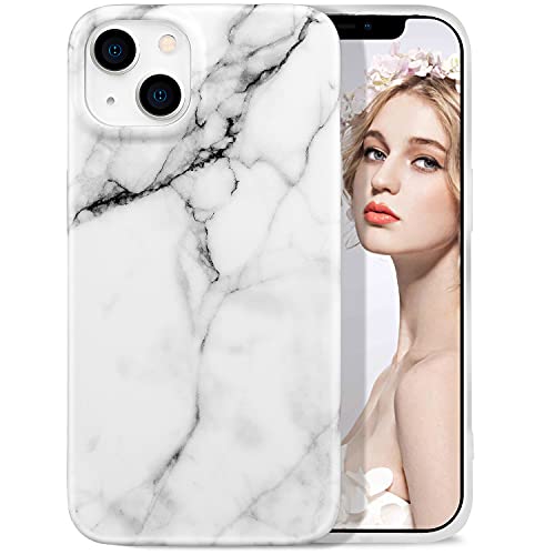 IMIKOKO Hülle Kompatibel mit iPhone 13, Weiß Marmor TPU Handyhülle Schutzhülle Handytasche Case Cover für 6,1 Zoll von IMIKOKO