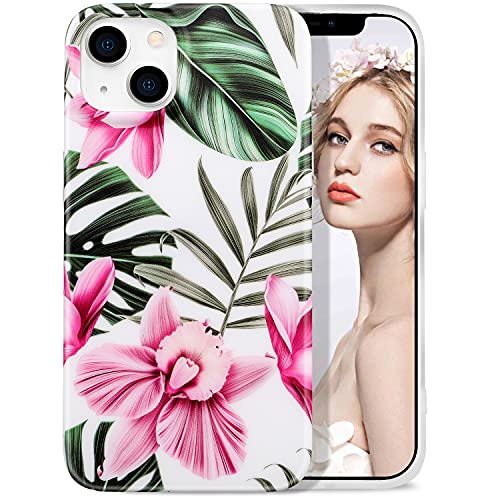 IMIKOKO Hülle Kompatibel mit iPhone 13 6,1 Zoll, Blumen Muster TPU Handyhülle, Schutzhülle Handytasche Case Cover für iPhone 14 von IMIKOKO