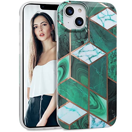 IMIKOKO Hülle Kompatibel mit iPhone 14, Dunkelgrün Glitzer Marmor TPU Handyhülle Schutzhülle Case Cover für 6,1 Zoll von IMIKOKO