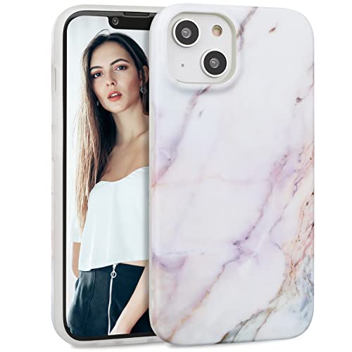IMIKOKO Hülle Kompatibel mit iPhone 14, Lila & Weiß Marmor TPU Handyhülle Schutzhülle Case Cover für 6,1 Zoll von IMIKOKO