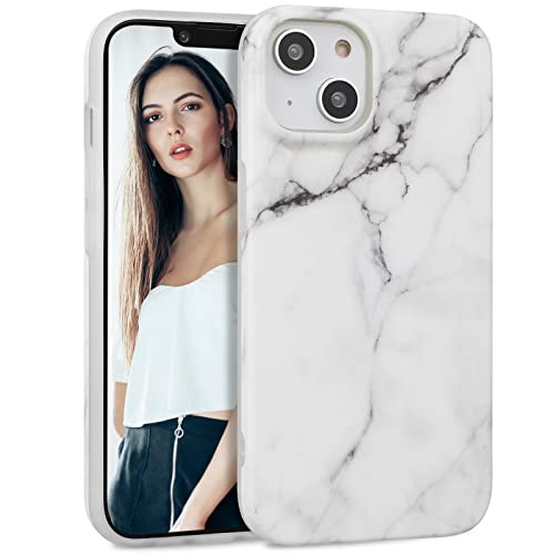 IMIKOKO Hülle Kompatibel mit iPhone 14, Weiß Marmor TPU Handyhülle Schutzhülle Case Cover für 6,1 Zoll von IMIKOKO