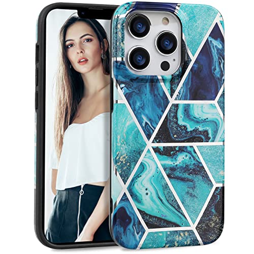 IMIKOKO Hülle für iPhone 14 Pro, Geometrie Muster TPU Giltter Schutzhülle 14 Pro Case Cover 6,1 Zoll Handyhülle, EIN erhöhter Kamerarand Schützen vor Kratzern von IMIKOKO