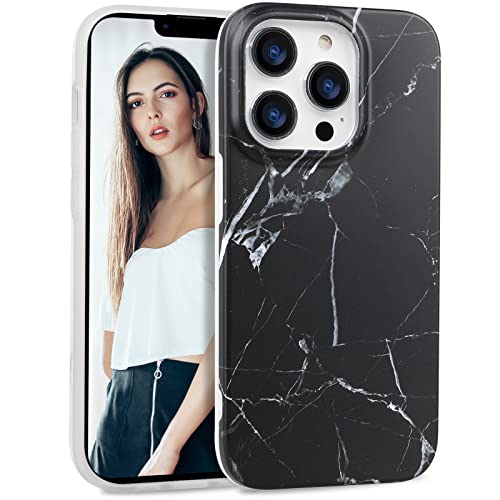 IMIKOKO Kompatibel mit iPhone 14 Pro Hülle Marmor, Schwarz TPU Giltter Schutzhülle Case Cover 6,1 Zoll Handyhülle von IMIKOKO