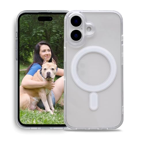 IMIKOKO Magnetisch Durchsichtig Hülle für iPhone 16 Plus, TPU Acryl Dünn Transparent HandyHülle Stoßfest Kompatibel mit MagSafe 6,7 Zoll von IMIKOKO