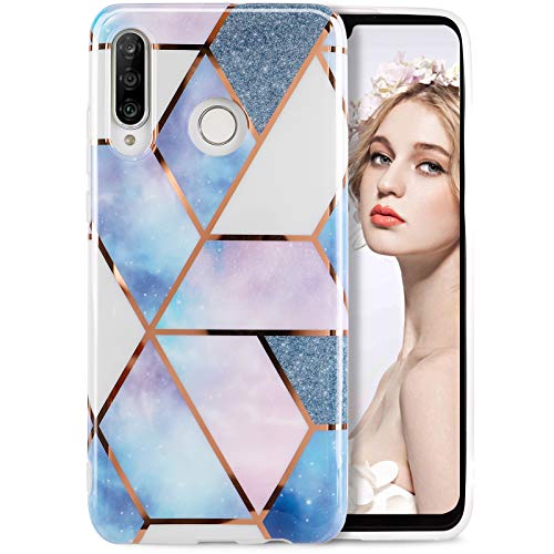 IMIKOKO P30 Lite Marmor Hülle, Matt Dünn Weich Silikon Flexible Handyhülle Schutzhülle Marble, TPU Handytasche für Huawei P30 Lite von IMIKOKO