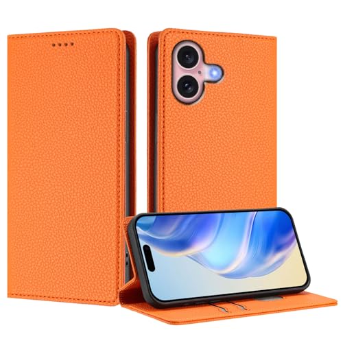 IMIRST Brieftaschen-Hülle für iPhone 16, PU-Leder-Folio, magnetisch, RFID Blocker Kartenhülle, Ständer, kompatibel mit Apple iPhone 16, LZW Orange IMIRST Brieftaschen-Hülle für iPhone 16, PU-Leder-Folio, magnetisch, RFID Blocker Kartenhülle, Ständer, kompatibel mit Apple iPhone 16, LZW Orange von IMIRST