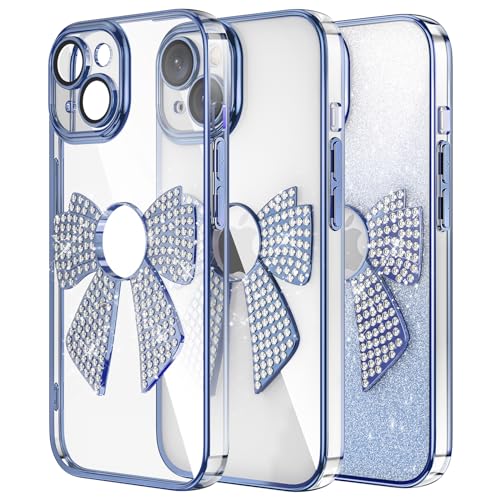 IMIRST Diamond Phone Case Compatible with iPhone 14 (6.1'') Bling Glitter Silicone Shell Shockproof Protective Cover Bumper Tie Case for Apple iPhone 14. KD Blue von IMIRST