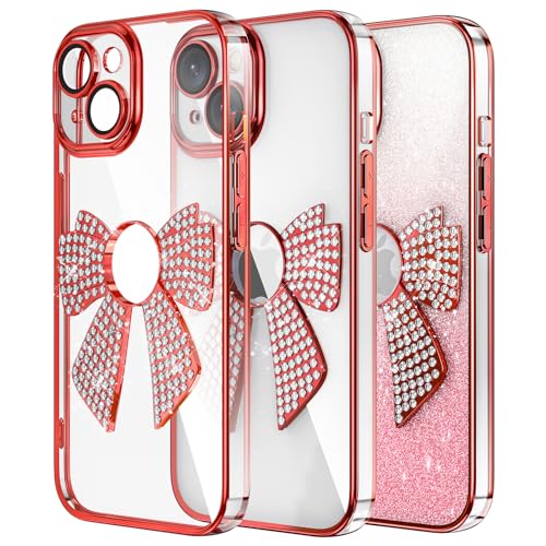 IMIRST Diamond Phone Case Compatible with iPhone 15 Plus (6.7'') Bling Glitter Silicone Shell Shockproof Protective Cover Bumper Tie Case for Apple iPhone 15 Plus. KD Red von IMIRST