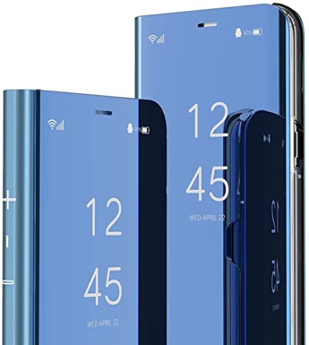 IMIRST Flip Case Kompatibel mit Samsung Galaxy A54 - Mirror Clear View Bookstyle Luxus Schutzhülle mit Ständer Handyhülle Cover für Samsung Galaxy A54 5G. Klappspiegel: Blau von IMIRST