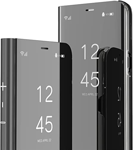 IMIRST Flip Case Kompatibel mit Samsung Galaxy A54 - Mirror Clear View Bookstyle Luxus Schutzhülle mit Ständer Handyhülle Cover für Samsung Galaxy A54 5G. Klappspiegel: Schwarz von IMIRST
