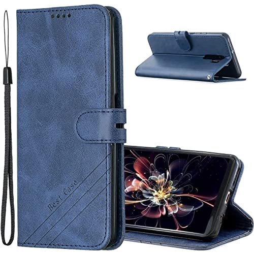 IMIRST Flip Hülle für Moto G Power 2022 / G Pure 2022 Kickstand Card Slots Wallet Faux Leather Holsters Cover Phone Case Compatible with Motorola Moto G Power (2022) / G Pure (2022). HX Retro Blue von IMIRST