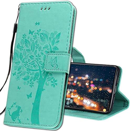 IMIRST Handyhülle für Oppo Find X3 Neo Smartphone, Leder hülle für Oppo Find X3 Neo 5G Flip Geldbörse Schutzhülle mit Kreditkarten, Ständer für Oppo Find X3 Neo 5G. KT1 Wish Tree Green von IMIRST