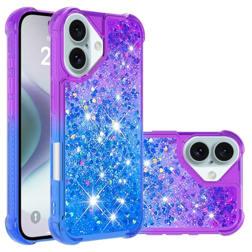 IMIRST Handyhülle für iPhone 16 Plus (6,7 Zoll) Bling Liquid Glitter Silikon Shell Stoßfest Ecke Airbag Schutzhülle Bumper für iPhone 16 Plus WJL Lila Blau von IMIRST