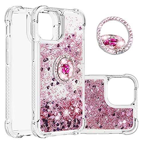 IMIRST Handytasche Kompatibel mit iPhone 14 Pro Max (6.7'') Bling Flüssigkeit Glitzer Diamant Gehäuse Stoßfest Schutzhülle Stoßfänger für Apple iPhone 14 Pro Max. YBK Love Rosegold von IMIRST