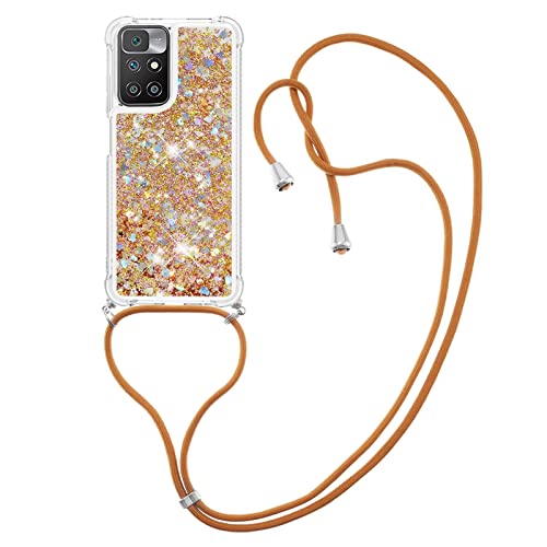 IMIRST Lanyard Handyhülle Kompatibel mit Redmi 10 Bling Liquid Glitter Silikon Shell Stoßfeste Kawaii Abdeckung mit Schnur Halskette Hülle für Xiaomi Redmi 10. LP Love Gold IMIRST Lanyard Handyhülle Kompatibel mit Redmi 10 Bling Liquid Glitter Silikon Shell Stoßfeste Kawaii Abdeckung mit Schnur Halskette Hülle für Xiaomi Redmi 10. LP Love Gold von IMIRST