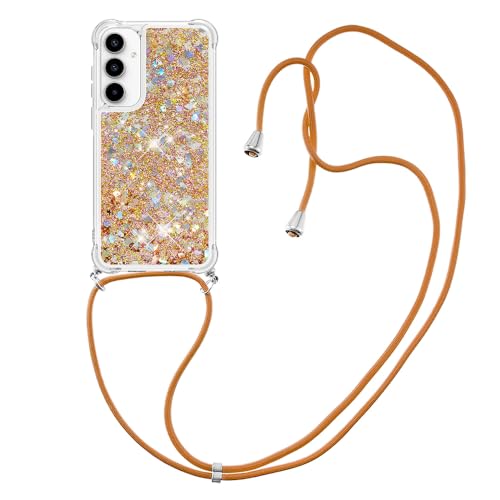 IMIRST Lanyard Handyhülle Kompatibel mit Samsung A35 Bling Liquid Glitter Silikon Shell Stoßfeste Kawaii Abdeckung mit Schnur Halskette Hülle für Samsung Galaxy A35. LP Love Gold IMIRST Lanyard Handyhülle Kompatibel mit Samsung A35 Bling Liquid Glitter Silikon Shell Stoßfeste Kawaii Abdeckung mit Schnur Halskette Hülle für Samsung Galaxy A35. LP Love Gold von IMIRST