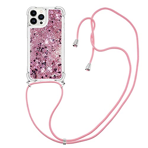 IMIRST Lanyard Handyhülle Kompatibel mit iPhone 15 Pro Bling Liquid Glitter Silikon Shell Stoßfeste Kawaii Abdeckung mit Schnur Halskette Hülle für Apple iPhone 15 Pro. LP Love Rose IMIRST Lanyard Handyhülle Kompatibel mit iPhone 15 Pro Bling Liquid Glitter Silikon Shell Stoßfeste Kawaii Abdeckung mit Schnur Halskette Hülle für Apple iPhone 15 Pro. LP Love Rose von IMIRST