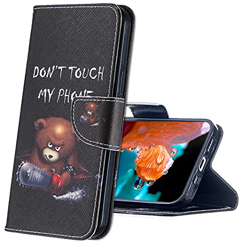 IMIRST Realme C11 Hülle Leder, Langlebig Leichtes Klassisches Design Flip Wallet Case PU-Leder Schutzhülle Brieftasche Handyhülle für Realme C11. BF Bear von IMIRST