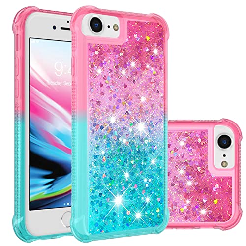 IMIRST Schutzhülle für iPhone 16E (6,1 Zoll), Glitzer, Silikon, stoßfest, Eck-Airbag-Schutzhülle, Stoßfänger, für iPhone 16E, WJL, Rosa, Blau von IMIRST