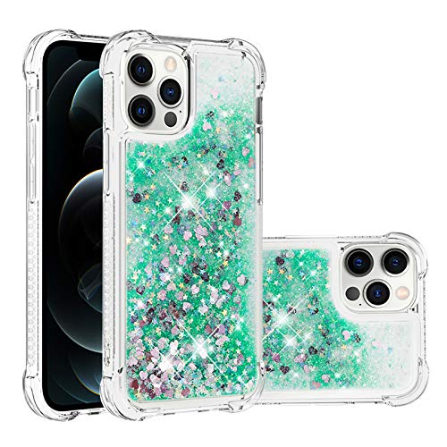 IMIRST Silikon Handy Hülle für Apple iPhone 12 Pro, Ecke Airbag Fallschutz Glitzer Treibsand Stoßfest Handyhülle TPU Bumper Sparkle Case für Apple iPhone 12 Pro. YBW Love Green IMIRST Silikon Handy Hülle für Apple iPhone 12 Pro, Ecke Airbag Fallschutz Glitzer Treibsand Stoßfest Handyhülle TPU Bumper Sparkle Case für Apple iPhone 12 Pro. YBW Love Green von IMIRST