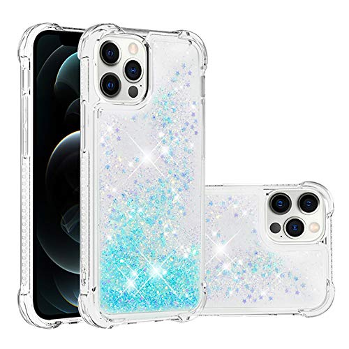 IMIRST Silikon Handy Hülle für Apple iPhone 12 Pro, Ecke Airbag Fallschutz Glitzer Treibsand Stoßfest Handyhülle TPU Bumper Sparkle Case für Apple iPhone 12 Pro. YBW Star Blue von IMIRST