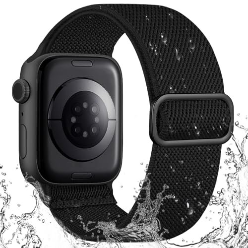 IMIVIO Sport Band Kompatibel mit Apple Watch Armband 40mm 42mm 41mm 38mm Damen Herren, Schmutzabweisend Nylon Elastisch Loop für iWatch Series 10 9 8 7 6 5 4 3 SE Ultra 2 1, Schwarz IMIVIO Sport Band Kompatibel mit Apple Watch Armband 40mm 42mm 41mm 38mm Damen Herren, Schmutzabweisend Nylon Elastisch Loop für iWatch Series 10 9 8 7 6 5 4 3 SE Ultra 2 1, Schwarz von IMIVIO