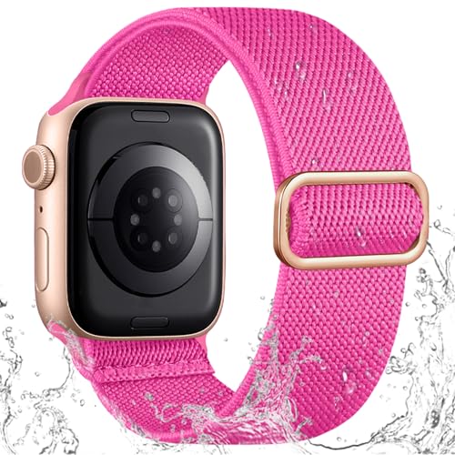IMIVIO Sport Band Kompatibel mit Apple Watch Armband 44mm 49mm 45mm 46mm 42mm Damen Herren, Schmutzabweisend Nylon Elastisch Loop für iWatch Series 10 9 8 7 6 5 4 3 SE Ultra 2 1, Heißes Rosa IMIVIO Sport Band Kompatibel mit Apple Watch Armband 44mm 49mm 45mm 46mm 42mm Damen Herren, Schmutzabweisend Nylon Elastisch Loop für iWatch Series 10 9 8 7 6 5 4 3 SE Ultra 2 1, Heißes Rosa von IMIVIO