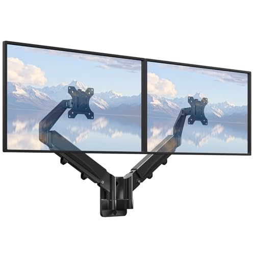 Monitor Wandhalterung 2 Monitore für 17-32 Zoll Bildschirm, Monitorhalterung 2 monitore Wand mit Höhenverstellbar Neigbar Schwenkbar, Unterstützung Monitor bis zu 9 KG pro Arm, VESA 75x75/100x100 von IMtKotW